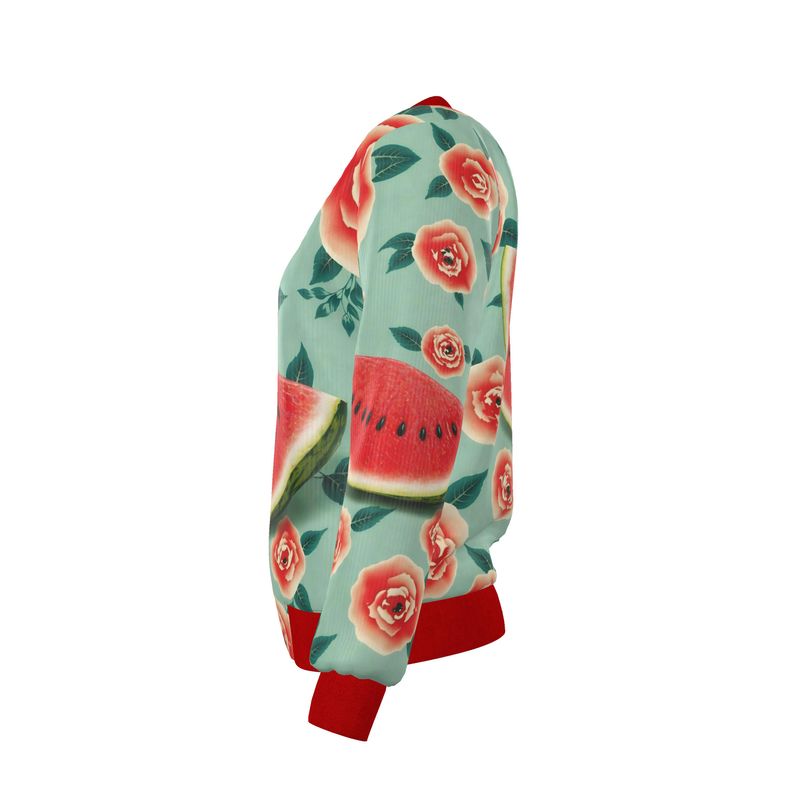 Watermelon Rose Silk Bomber Jacket