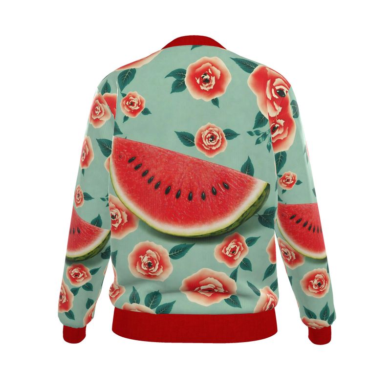 Watermelon Rose Silk Bomber Jacket