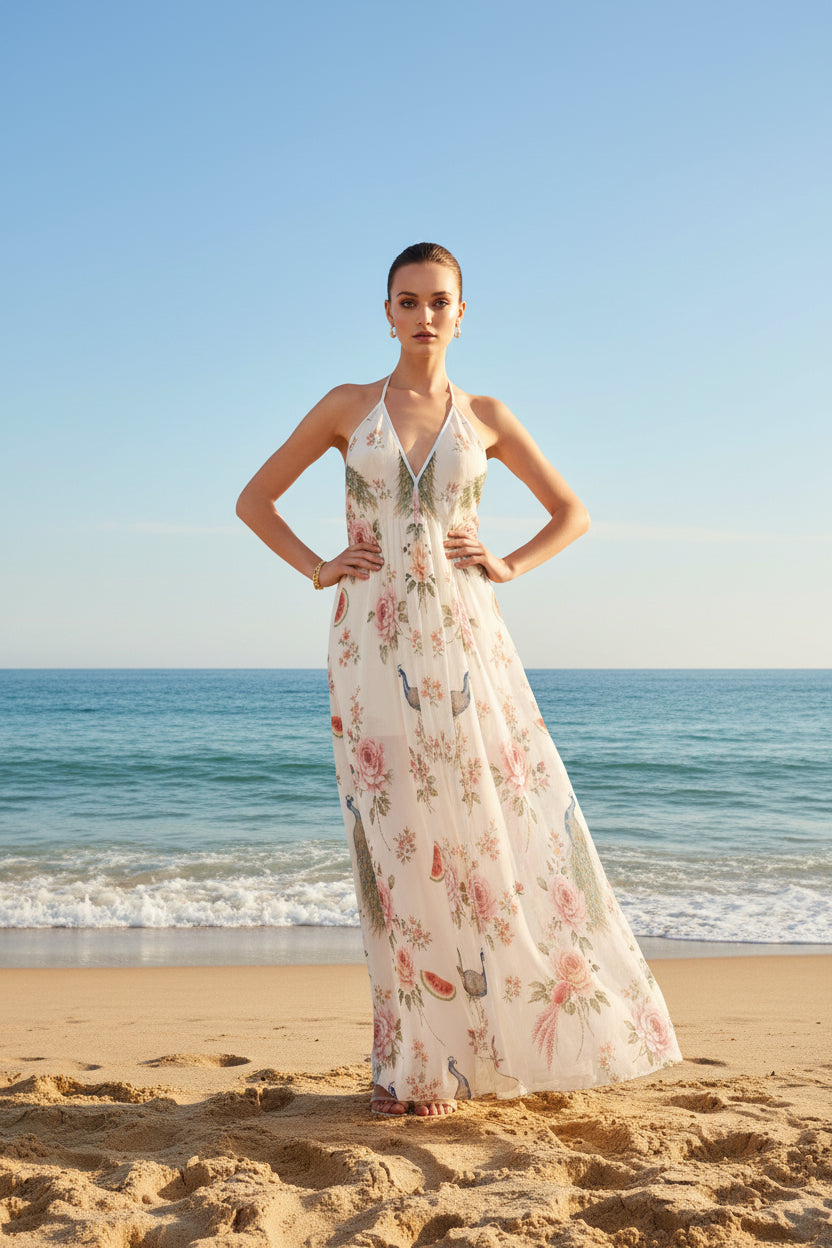 Halterneck backless dress