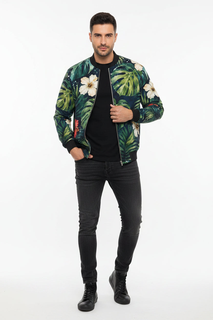 Mens Reversible Silk Bomber Jacket