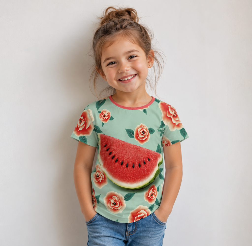 Watermelon Rose Girls Simple T-Shirt