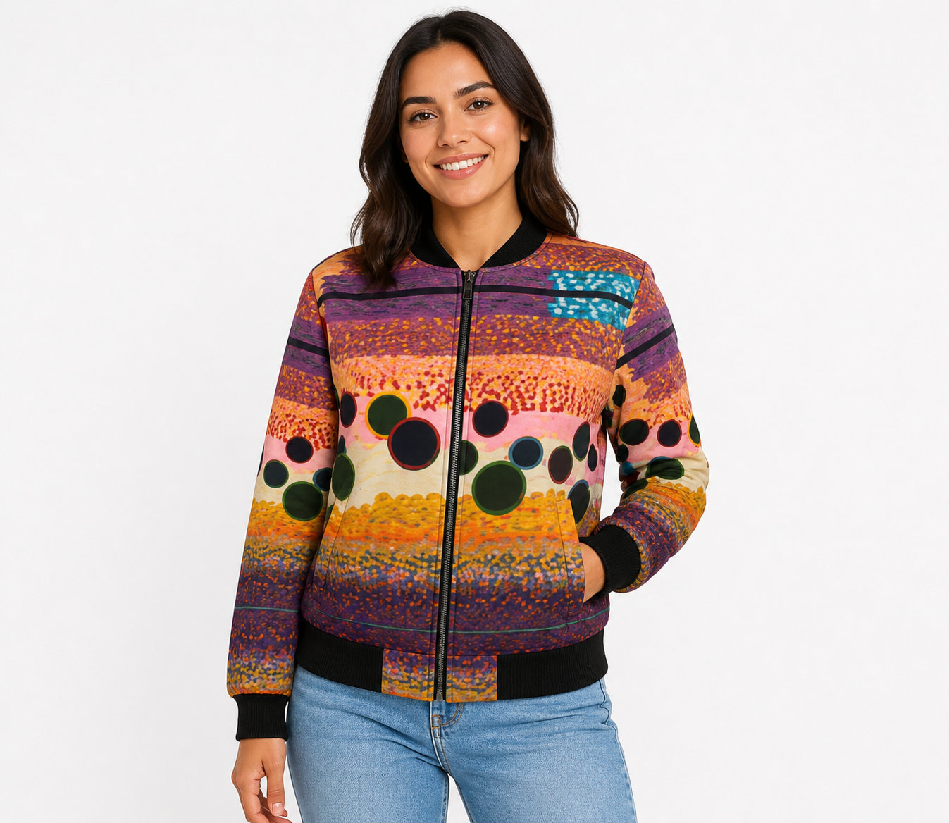 Women's Reversible Silk Bomber Jacket - Canvas in Motion